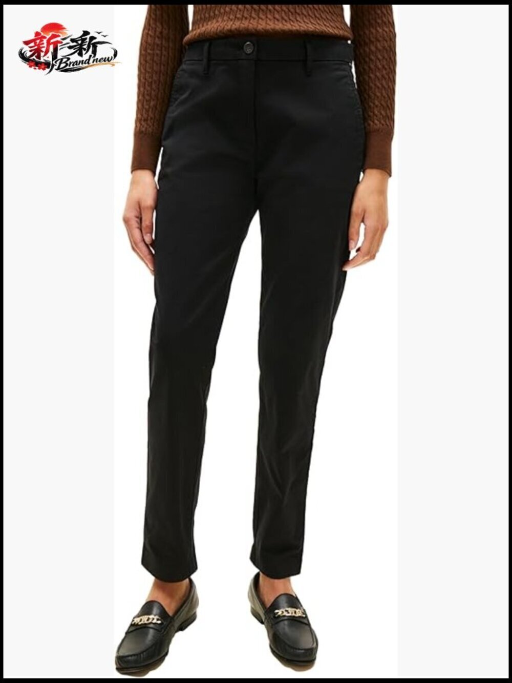 Slim Fit Chino Pants with Stretch Mid Rise Ankle Pants for Women